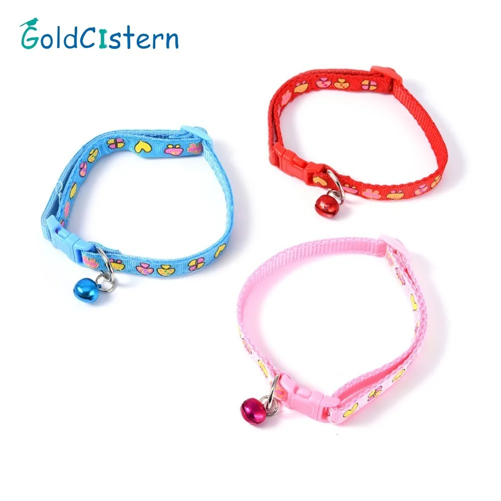 

3 Colors Pet Collar Pet Dog Puppy Cat Collars Fashion Mushroom Print Adjustable Pet Animals Neck Chain With Bell