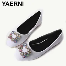 YAERNI/женские туфли на плоской подошве со стразами и блестками; женская свадебная обувь с бусинами; Лоферы без застежки на плоской подошве; Мокасины без застежки; большие размеры