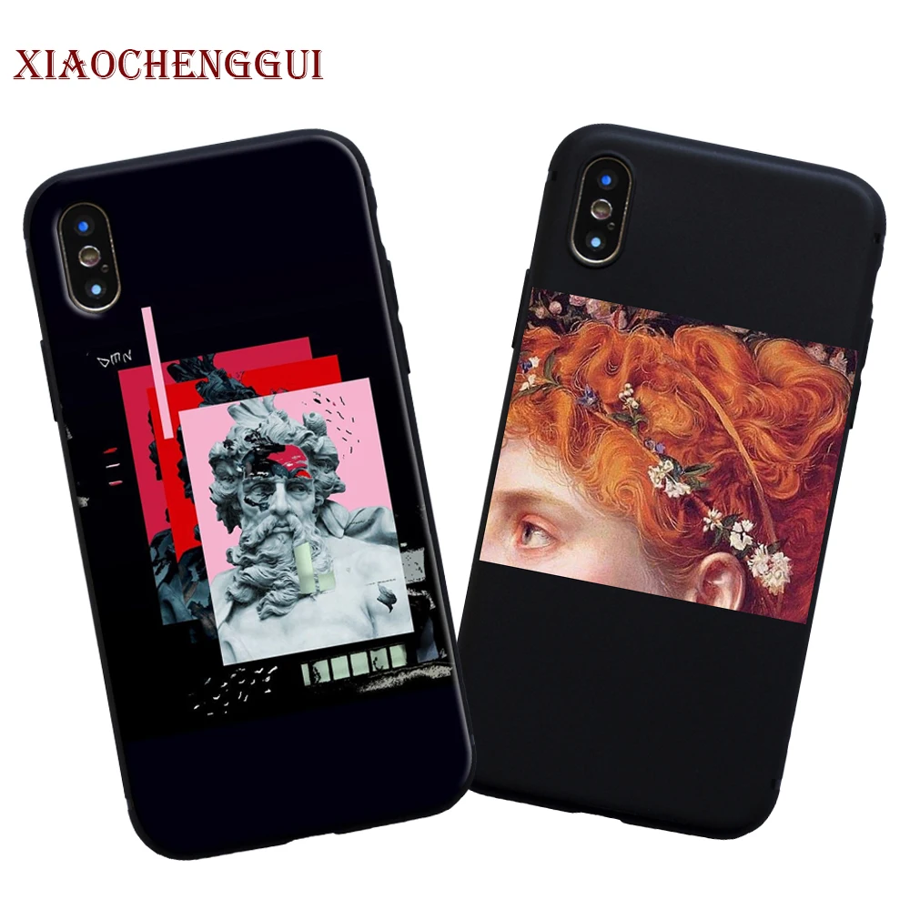 

For iphone x xs case Oil painting art great Pattern Newly Arrived Black Soft silicone Case for iPhone 6 6S 7 8 Plus MAX XR Case