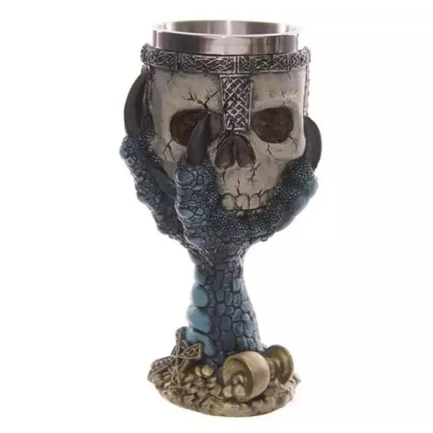 

Skull Mug Double Wall Stainless Steel Knight Tankard Dragon Drinking Tea Beer Coffee Cup Caneca Viking Gift For Men Cu'p