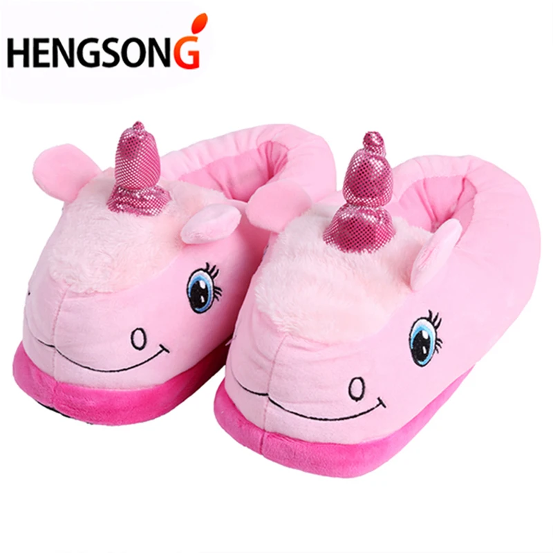Neue Winter Hausschuhe Plüsch Hause Schuhe Einhorn Einhorn Hausschuhe pink für Erwachsene