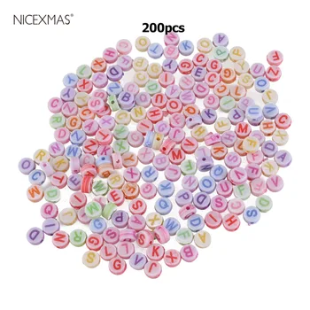 

200pcs 7mm Colorful Round Letters Spacers Beads Arts & Crafts DIY Beads Toys Funny Gift For Kids Early Education