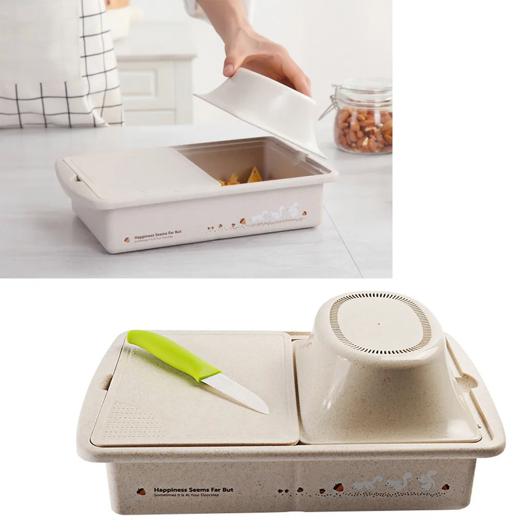 

ISHOWTIENDA multi-function Washing Basket durable Wheat Straw Double Drain Cutting Board kitchen stuff New Arrival