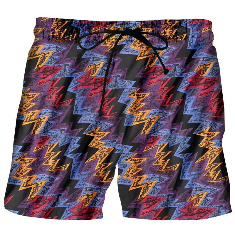 Cool Summer Men's Beach Shorts 2017 Print Flash Electric Wavy Fashion