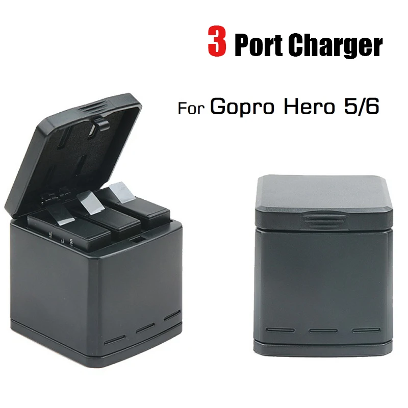 

TUYU 3 Port LED Battery Charger with Charging Box Carry Case Battery Housing for GoPro 6 5 Hero 5 Black Hero 6 Accessories