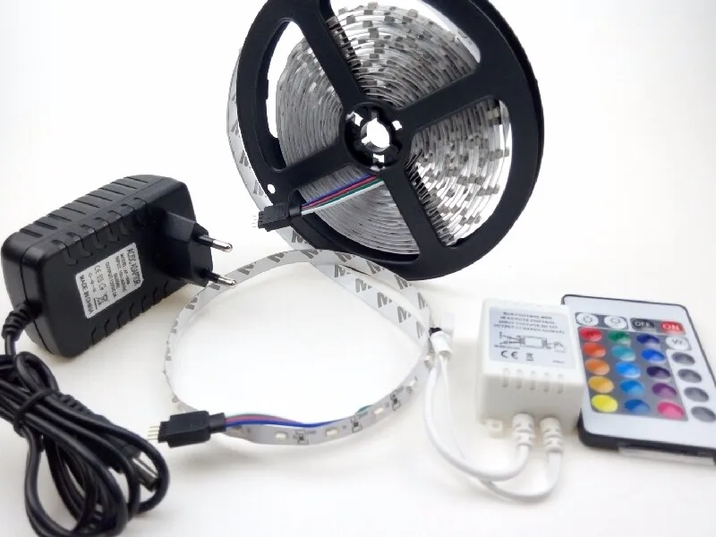 Us 674 1 10 Off Dc 12v Smd 3528 Rgb Led Strips Lights Lighting 300leds 5m 12 Volt Non Waterproof With 24 Keys Remote Controller 2a Supply In Us 674 1 10 Off Dc 12v Smd 3528 Rgb Led Strips Lights Lighting 300leds 5m 12 Volt Non Waterproof With 24 Keys Remote Controller 2a Supply In