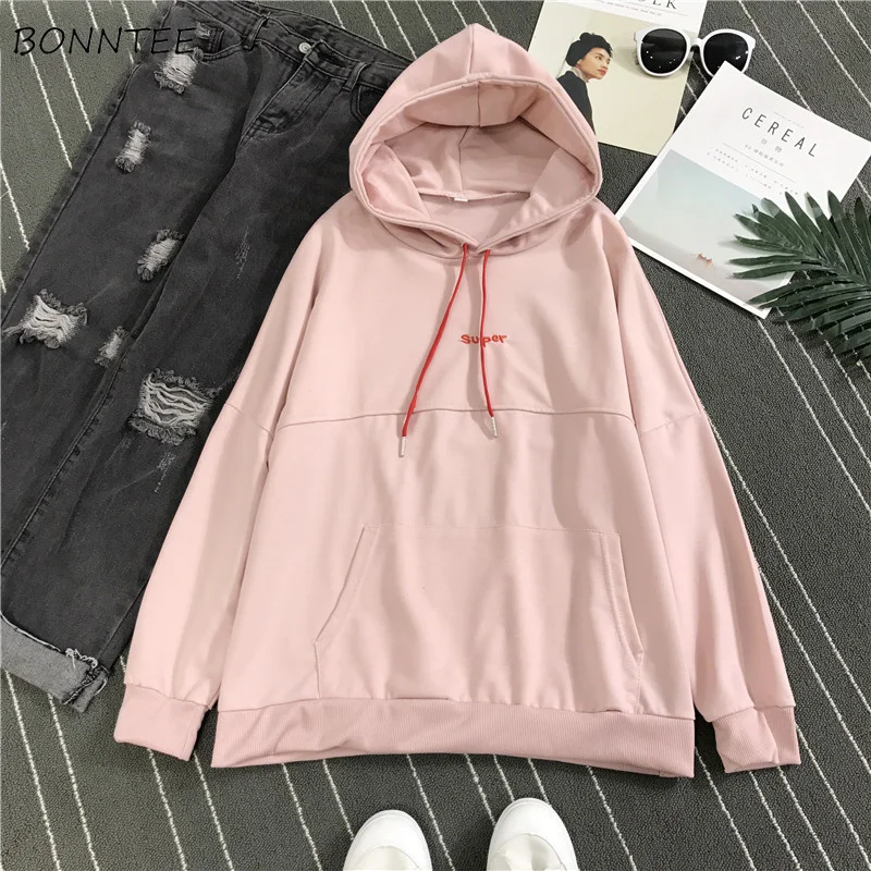

Hoodies Women Hooded New Thin Solid Pocket Loose Womens Hoodie Harajuku Trendy Kawaii Chic Simple All-match Leisure Korean Style