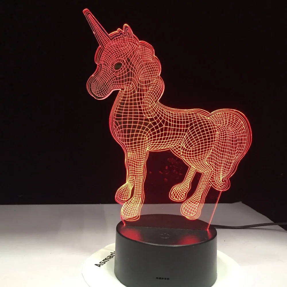 11 сделка Единорог 3D Светодиодная лампа животное каваи Ночник светильник много