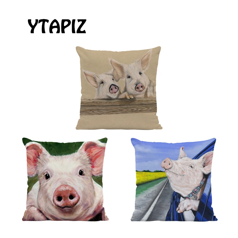 

Domestic Farm Animals Small Fat Pigs Pillows Case Square 17x17 inches Velvet Watching Staying Cute Decoration Cushion Covers