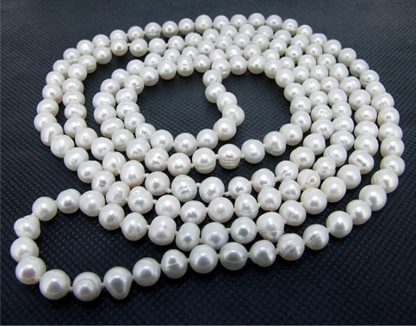 

2017 Direct Selling Collier Necklaces & Pendants Collares Luster 48" Baroque 6-7mm Cultured Pearl Necklace Knotted Free Ship