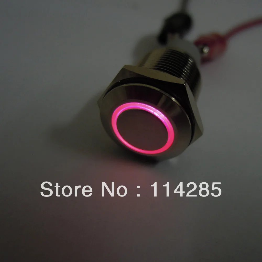 

New 12V 16mm Purple LED Angel Eye Latching Metal Push Button ON-OFF Switch for Car Boat DIY