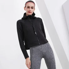 Женская эластичная дышащая рубашка с длинным рукавом и вышивкой, с карманом на молнии, хлопок, с капюшоном, для бега, для улицы, осенняя ветрозащитная спортивная одежда