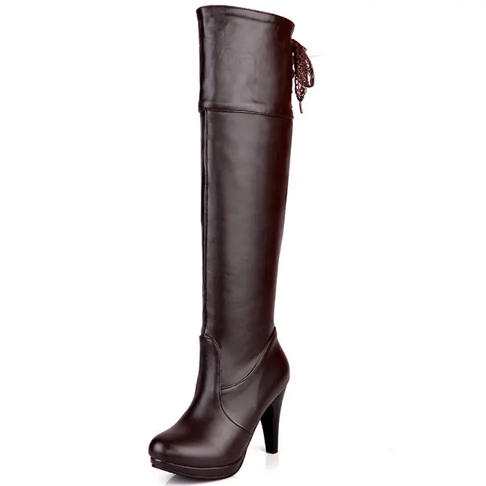 

Women Over the Knee Boots Black Brown Plain Back Lace-up Autumn Winter Women Shoes Platform Knee Boots Winter Shoes Woman