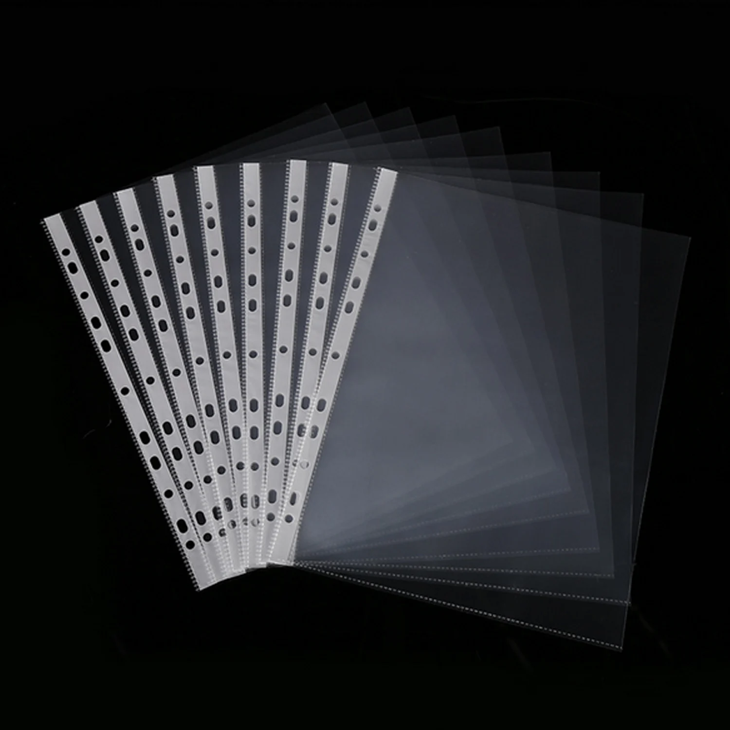 

100PCS A4 Size Multipurpose A4 File Page 11-Hole Loose Leaf Clear PVC Sheet Page Protectors for Documents Files Paper Organizer