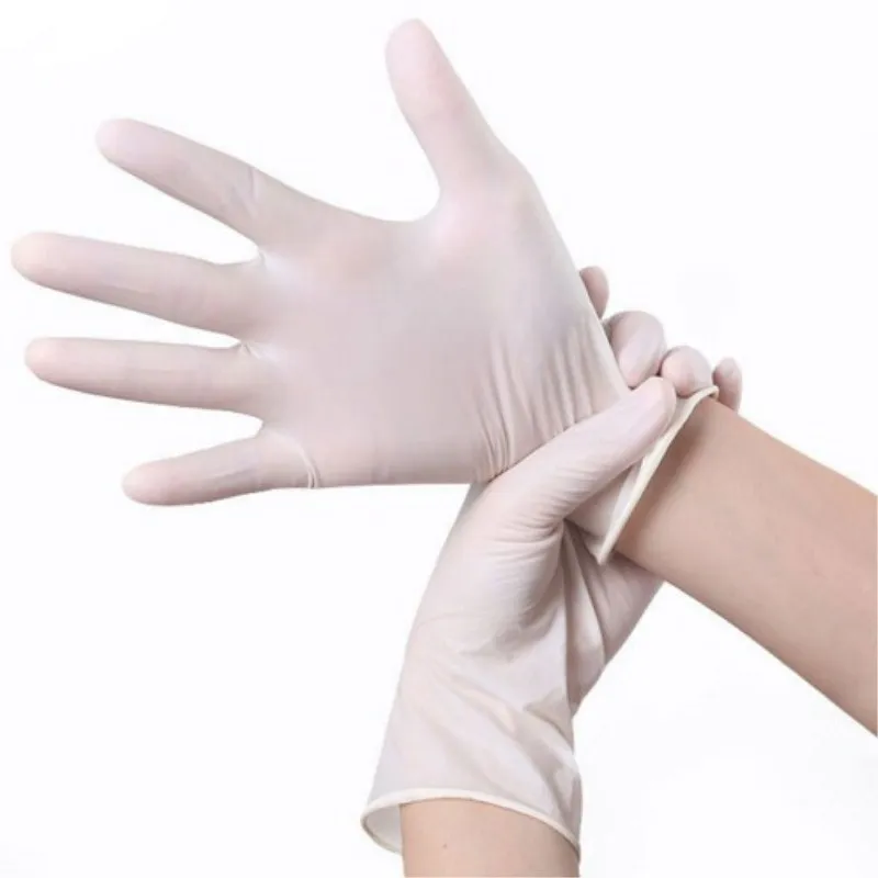 Disposable Latex Gloves Anti-skid Acid-base Laboratory Rubber Gloves Powdered Easy Slip On/Off Household Cleaning Supplies 10Pcs disposable gloves,cleaning gloves