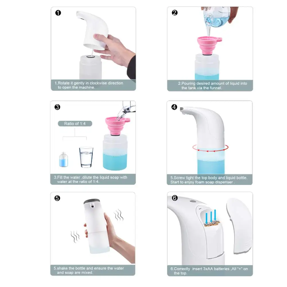 Интеллектуальный автоматический пенопластовый диспенсер для мыла, идеально подходит для кухни и ванной комнаты, Бесконтактный