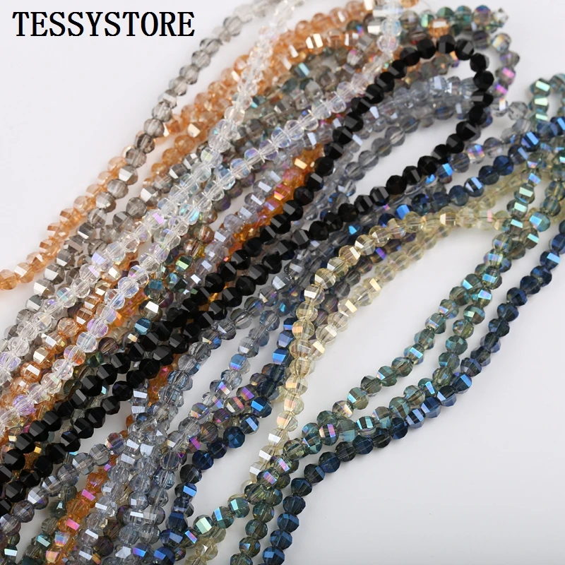

4mm Austria Color Cut Faceted Crystal Beads Loose Spacer Square Shape Glass Beads For Jewelry Making Bracelet Accessories