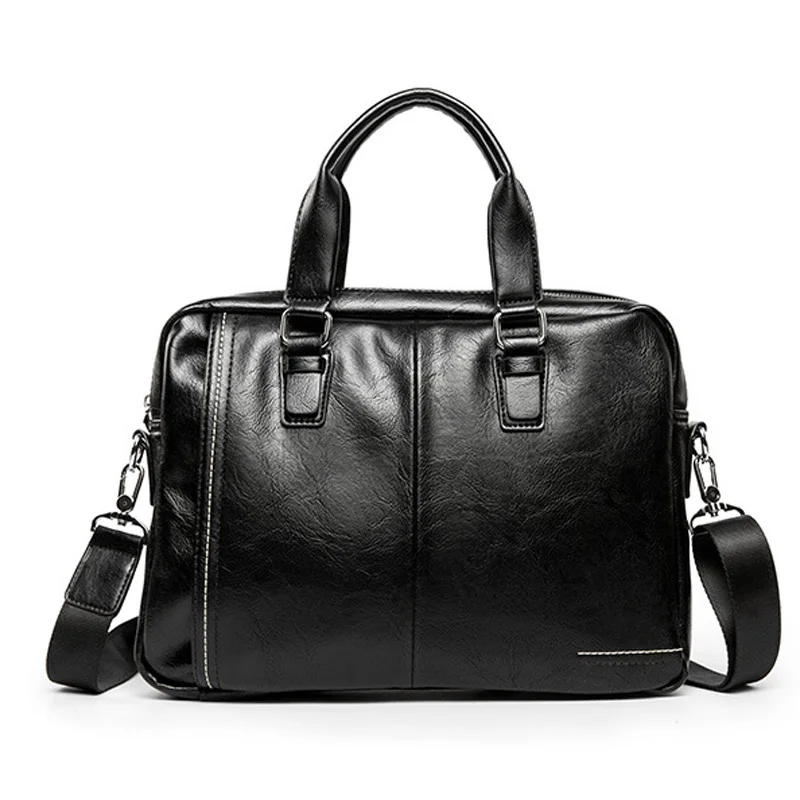

Awen Shaw Black Men Leather Briefcase Business Fashion Laptop Bag Multifunction Travel Large Capacity Handbag Shoulder Bags New