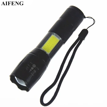 

AIFENG Powerful T6 Led Flashlight Zoomable Torch Lamp 18650 Battery Operate COB Led Flashlight 4 Mode For Riding Camping Hunting
