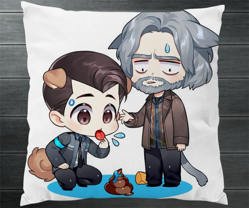 

Detroit:Become Human Connor Hanke Markus Cartoon Two Side Pillowcase Fanart Pillow Cushion Case Cover Collect Cosplay Gift P20