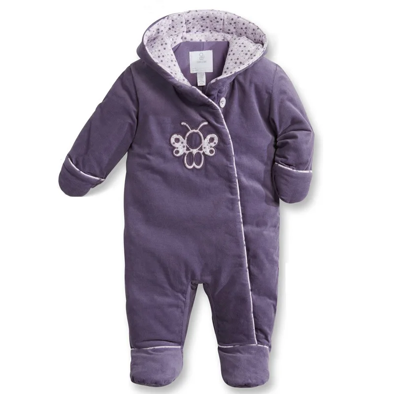 High Quality Warm Winter Baby Romper Purple Embroidery Process Kids