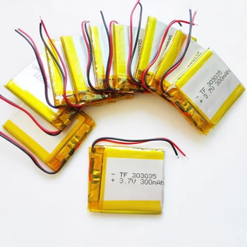

10 pcs 3.7V 300mAh lithium polymer li ion Lipo rechargeable battery 303035 for MP3 MP4 GPS DVD PAD bluetooth headset camera