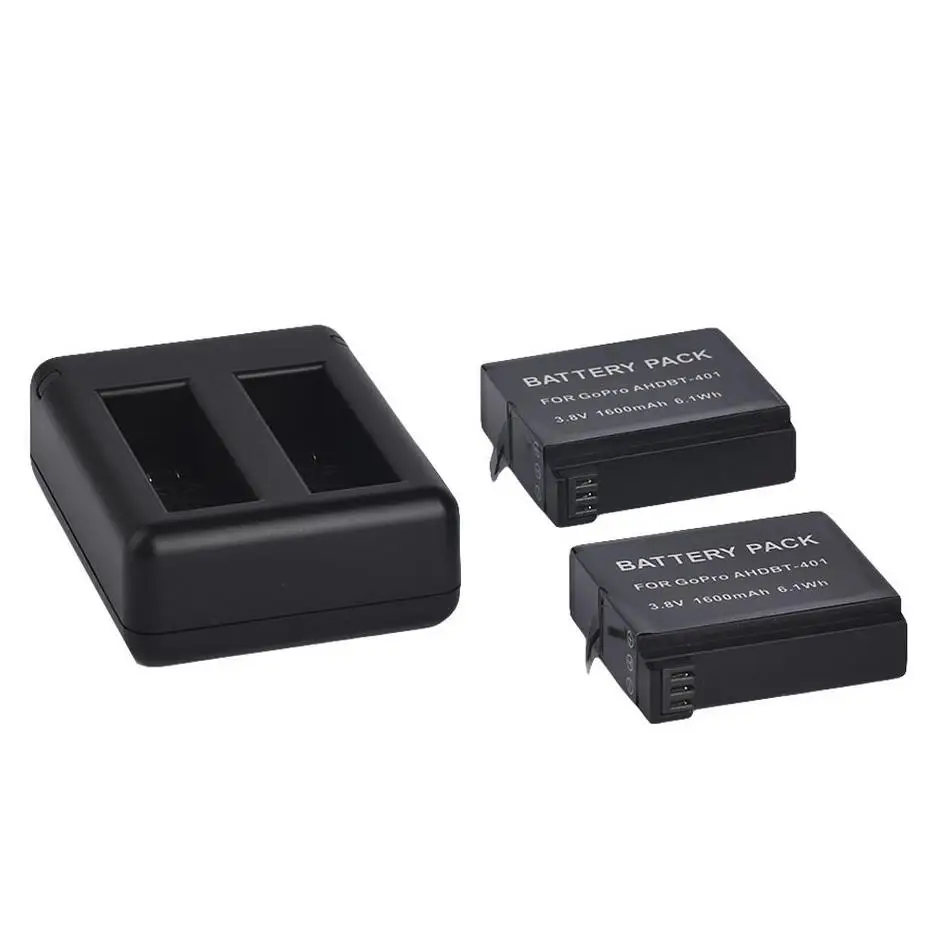 

2pcs Camera Li-ion Digital Batteries For Gopro Go Pro Hero4 black AHDBT-401 battery+Dual USB Charger 1160mAh