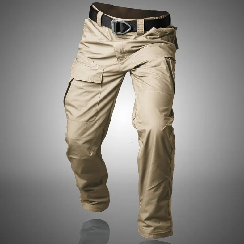 Водонепроницаемые армейские спецназ армейские брюки-карго военные тактические нейлоновые брюки с большими карманами Мужские дышащие быстросохнущие штаны - Цвет: Khaki
