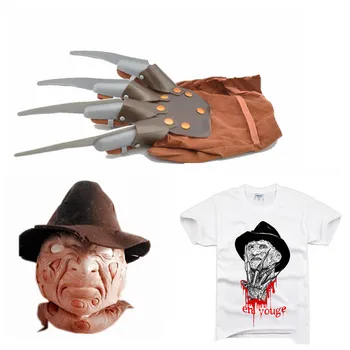 

Set Freddy krueger Latex mask Gloves costumes Adult Party Costume Friday the 13th Killers Jason Accessories Horror movies Scary