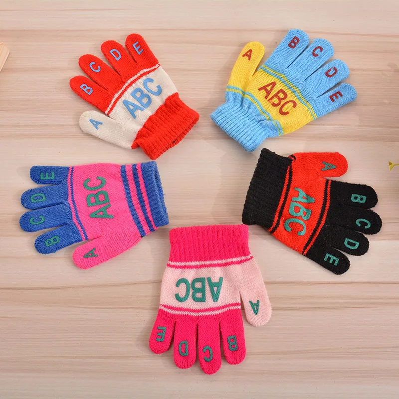 Новые креативные Детские теплые перчатки Abc, зимние и цветные вязаные перчатки. Для детей от 1 до 3 лет