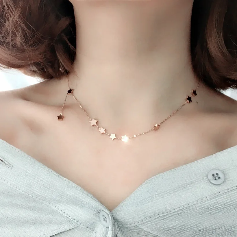 

Punk Fashion 2019 New Necklace Simple Five-pointed Star Clavicle Chain Wave Short Paragraph Collar Wholesale Necklace Sales