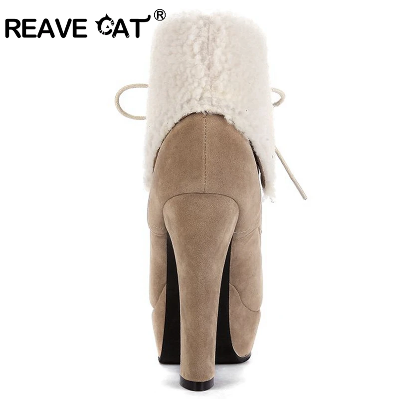 Женские ботильоны на платформе REAVE CAT полусапожки толстом каблуке с круглым