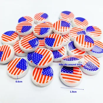 

wholesale 100 PCS bulk round shape USA flag UA190 Charms Loose Beads 19mm Color Pony Beads for girl school science home crafts