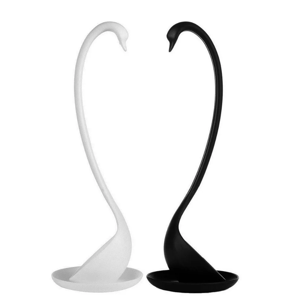 

ZORASUN 2PCS Creative Kitchen Tableware Swan Ladle Soup Spoon White and Black 28cm Long Handle Spoons