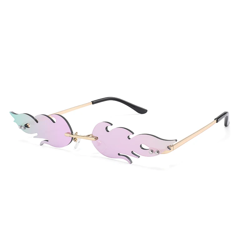 Пожарная форма Солнцезащитные очки Модные женские smaill размер бескаркасные кошачий глаз зеркало солнцезащитные очки для женщин леди дизайнер бренда женской одежды - Цвет линз: KP1829-C1