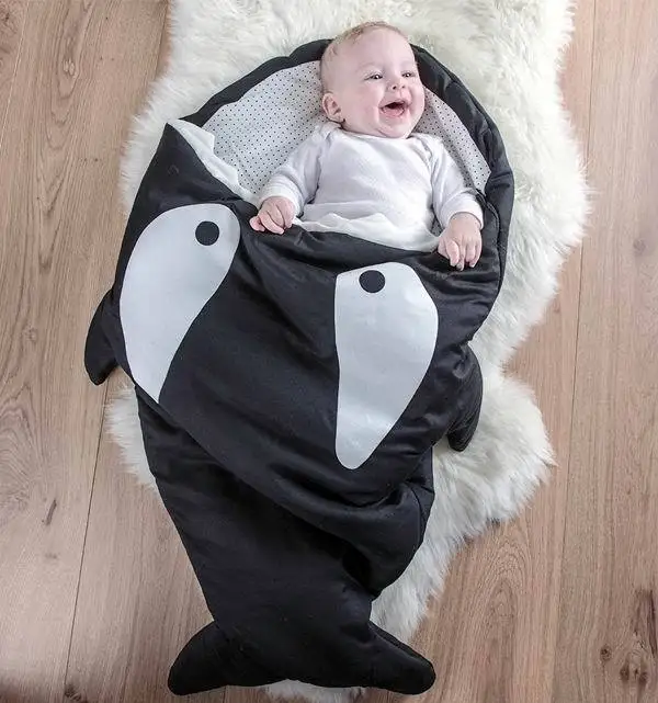 

Baby Sleeping Bag Cartoon shark sleeping bag multi-function child baby anti-kick Newborn Sleep Sack (size 95*75*5.5cm)