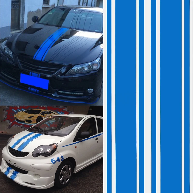 2pcs 183x8cm DIY Car Body Hood Vinyl Racing Stripe Pinstripe Sticker Decal