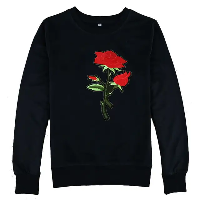 Autumn Winter Two-piece Tracksuit Jogging Suits For Women Sport Suits With Rose Flower Embroidery Running Sweat Pants Sportswear