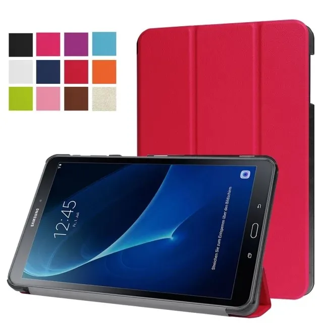 Для samsung Galaxy Tab 10,1 Smart Cover тонкая магнитная подставка кожаный флип чехол с сна T580 T585 - Цвет: Красный