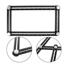 Binoax Black Aluminum Alloy Four Sided Ruler Measuring Instrument Template Angle Tool Mechanism Slides