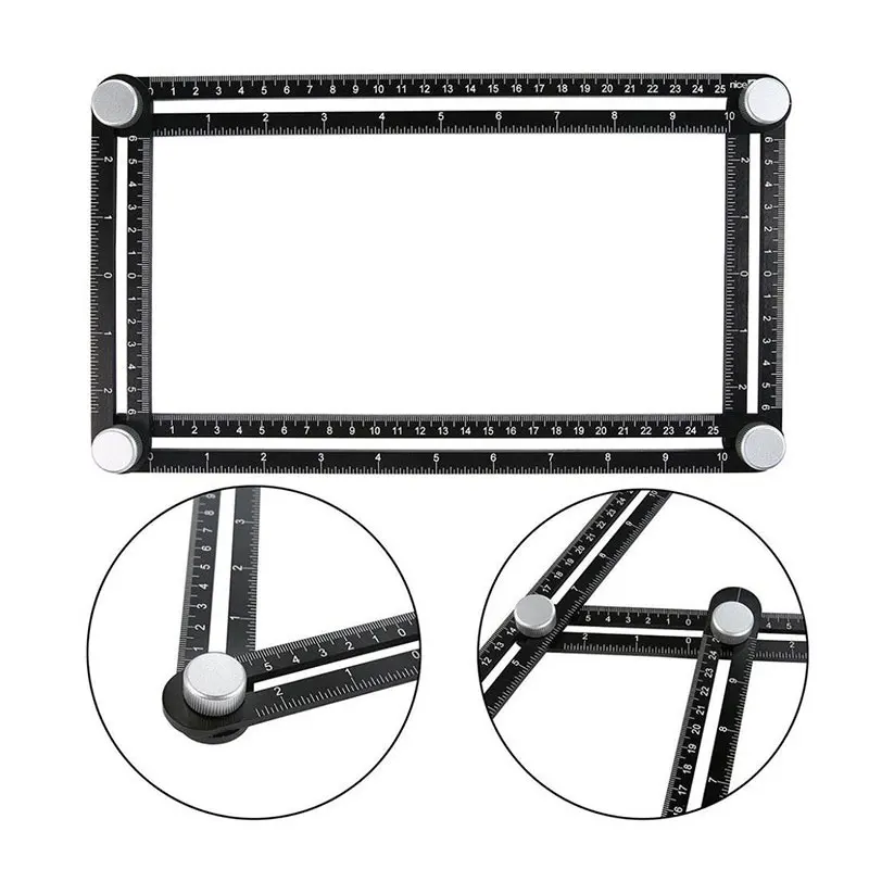 Binoax Black Aluminum Alloy Four Sided Ruler font b Measuring b font font b Instrument b