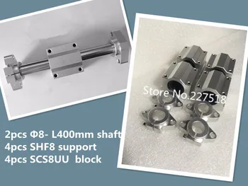

2pcs 8mm - L400mm Linear Round shaft + 4pcs SHF8 shaft support + 4pcs SCS8UU block bearing