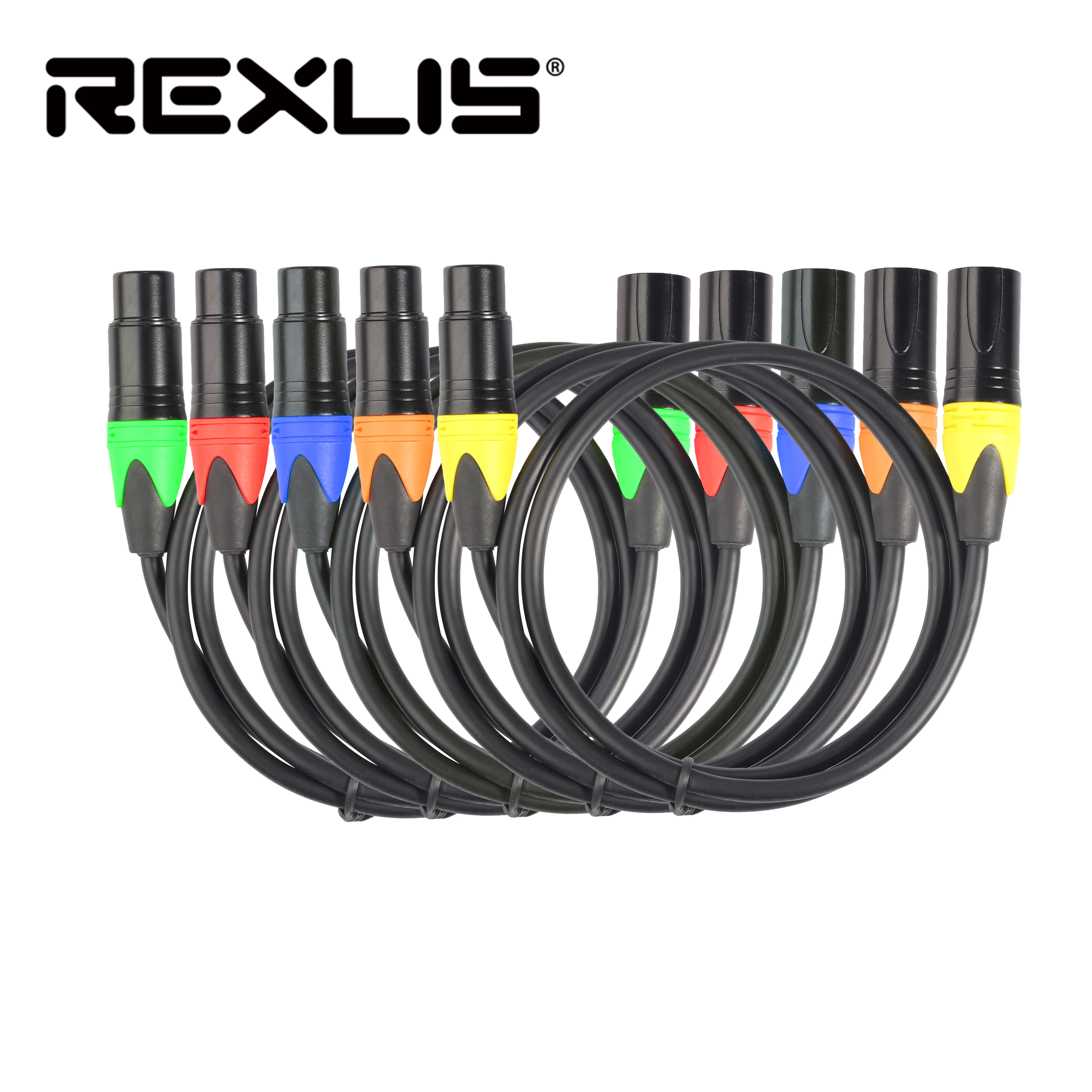 REXLIS 6 штук в упаковке XLR кабель для мужчин и женщин 3Pin jack из меди фольга + Плетеный экранированный для миксера микрофона 1,8 м цветной Плетеный