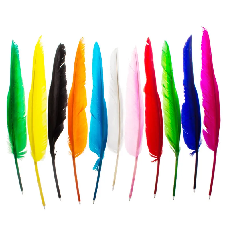 

1Pcs Retro Style Feather Quill Plastic Ballpoint Pen for Office Student Home Decor
