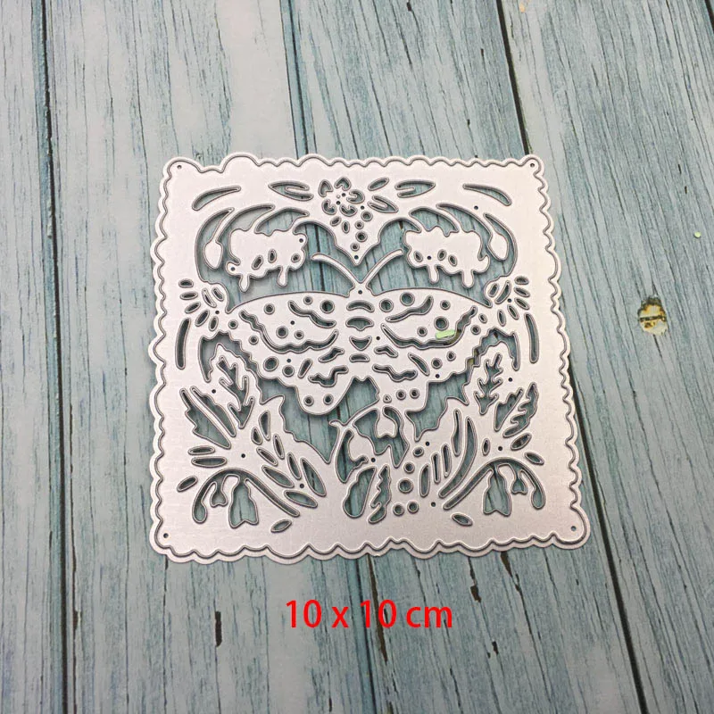 

Metal Cutting Dies Square Frame Border Butterfly Flowers Scrapbook Card Album Paper Craft Decorative Embossing Cutter