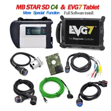 MB Star C4 с новым планшетом EVG7 ноутбук DDR4GB установка новейшее C4 программное обеспечение V09/ для MB автомобиля/сканер для грузовиков диагностический C4 SD