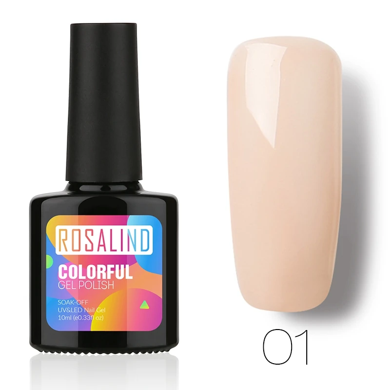 Гель ROSALIND 1 P+ черная бутылка 10 мл чистый цвет 58 цветов 01-30 Гель-лак для ногтей УФ-светодиодный лак для ногтей - Цвет: 01