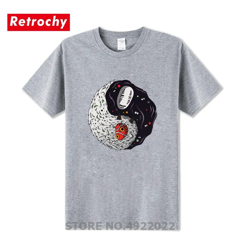 Yin Yang дизайн с моими любимыми персонажами Ghibli футболка Hombre натуральный баланс
