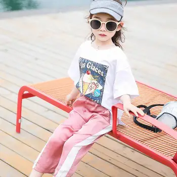 

Toddler Girls Summer Clothes Set 2020 New Cotton Outfits Kids Clothes Teenage T-shirts + Pants Ensemble Fille For 10 12 14 Years