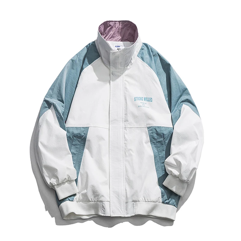 

2019 Autumn New Japanese Style Color Patchwork Dropped Shoulder Sleeve Printed Fashion Mens Jackets Casual Outerwear Streetwear